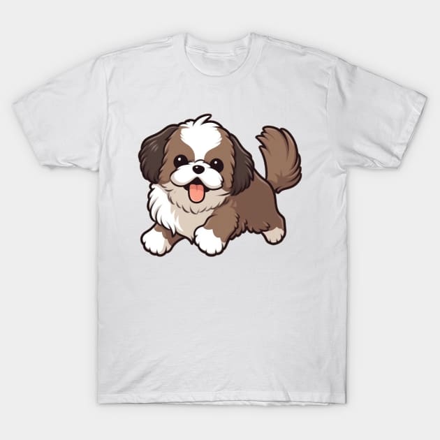 Cute Shih Tzu Running T-Shirt by SundayDonuts